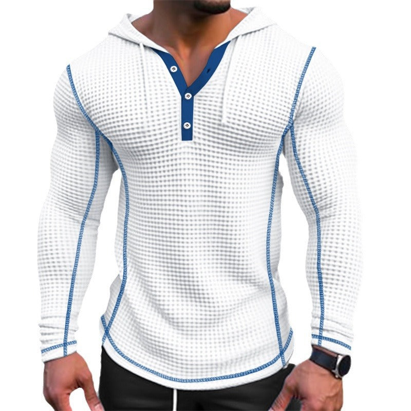 Men's stylish hooded shirt with textured design and button placket Lisslune