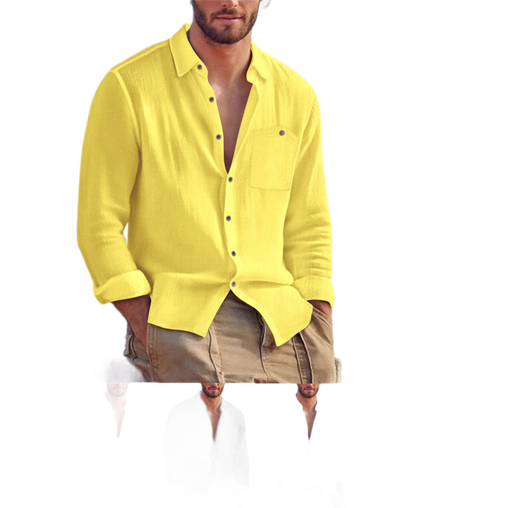 Men's casual long-sleeve shirt with textured surface Lisslune