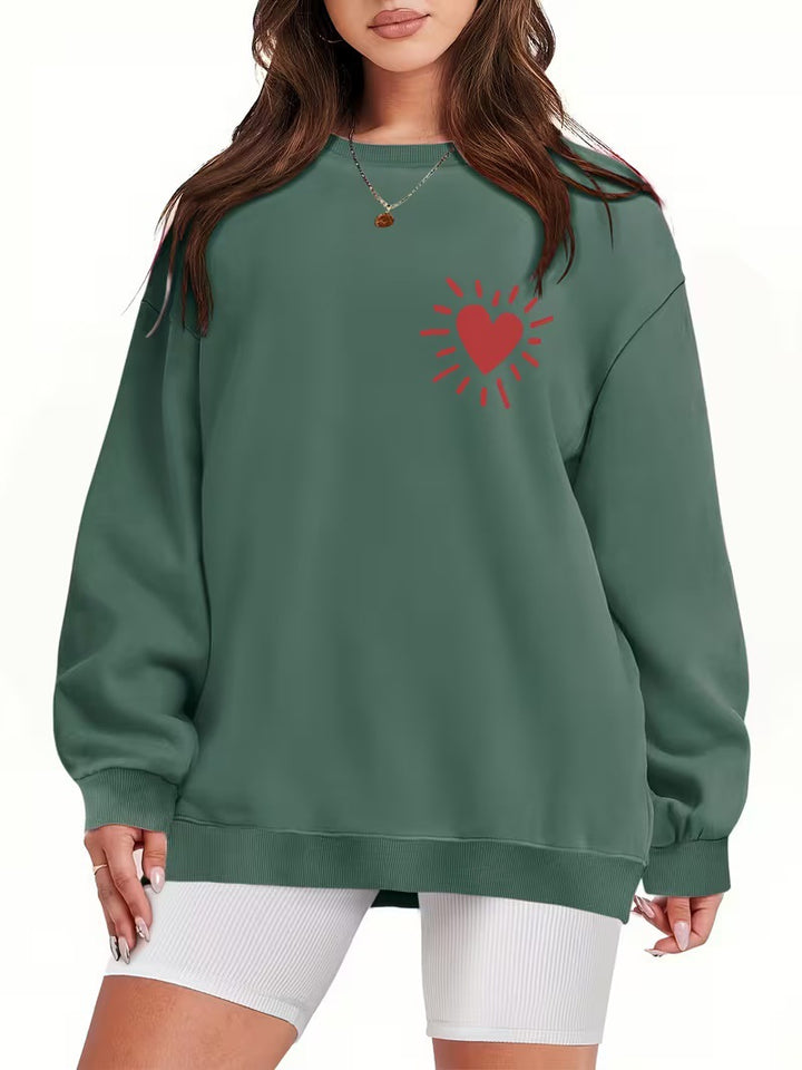 Women's sweatshirt with casual heart motif and oversized fit Lisslune
