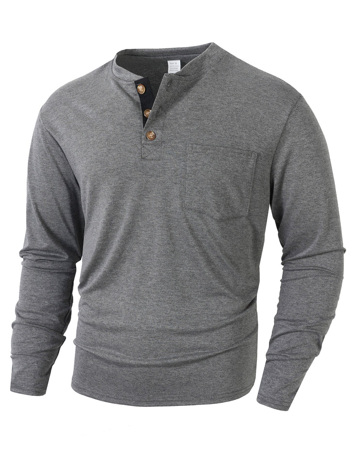 Men's Long Sleeve Henley Shirt Lisslune
