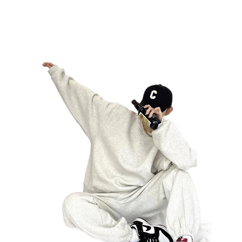 Women's Comfortable Oversized Sweatshirt and Jogger Set with Elastic Waistband and Side Pockets Lisslune