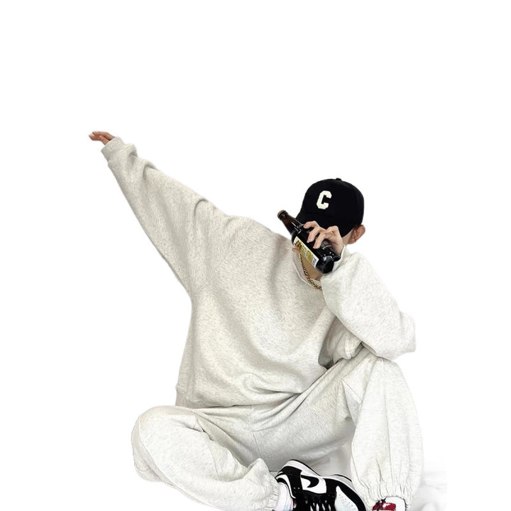 Women's Comfortable Oversized Sweatshirt and Jogger Set with Elastic Waistband and Side Pockets Lisslune