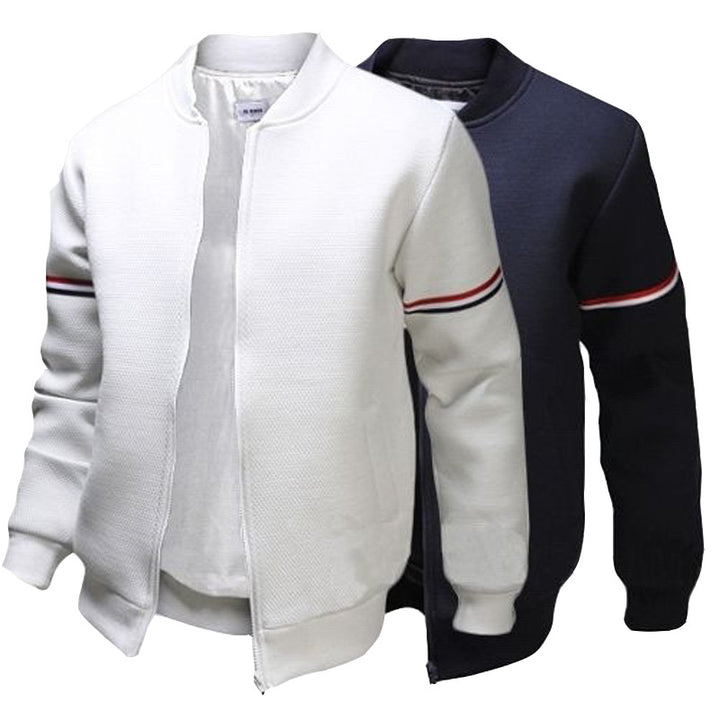 Men's sporty zip jacket with structured surface and contrast stripes Lisslune