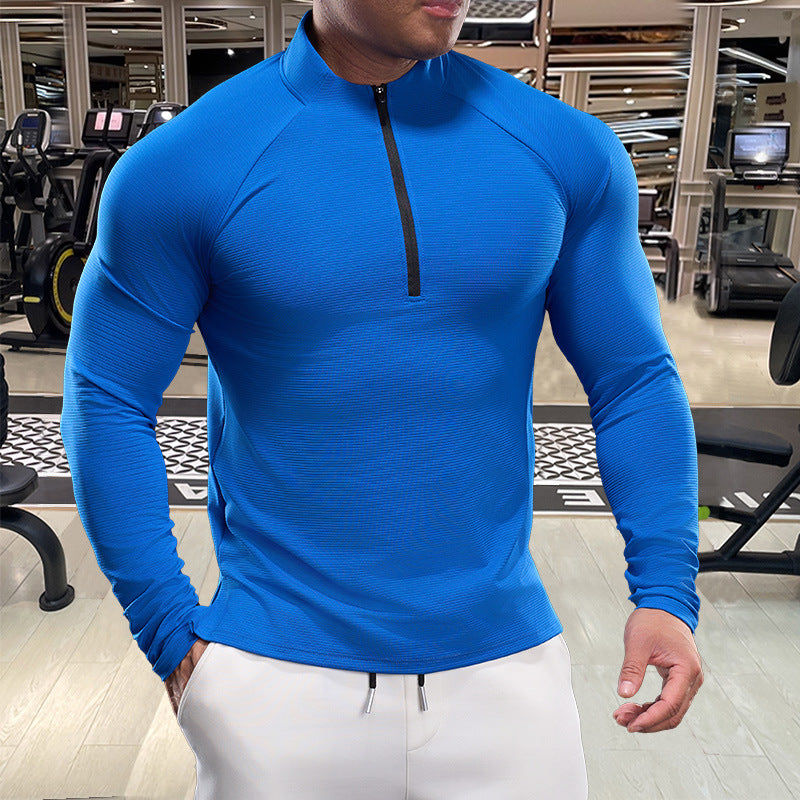 Men's Long Sleeve Functional Shirt with Half Zipper and Breathable Material Lisslune