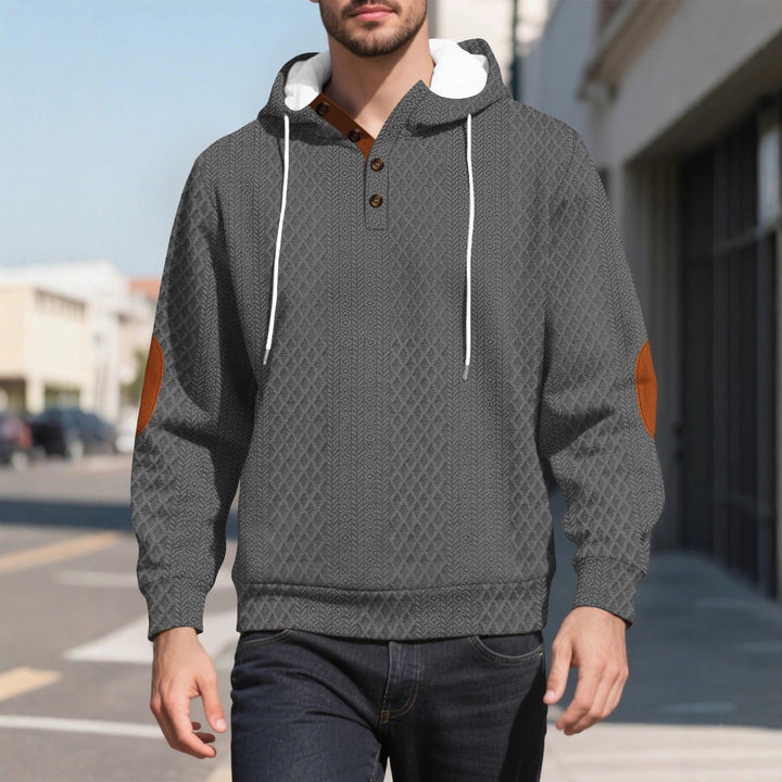Men's casual hoodie with innovative knit structure and fashionable accents Lisslune