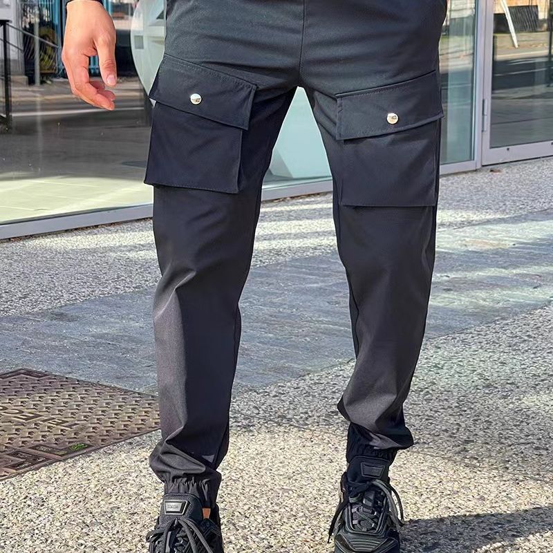 Men's cargo pants with many pockets and elastic cuffs Lisslune