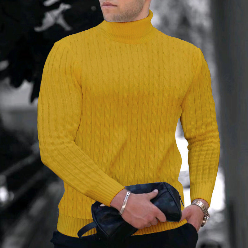 Men's Cable Knit Turtleneck Sweater Lisslune