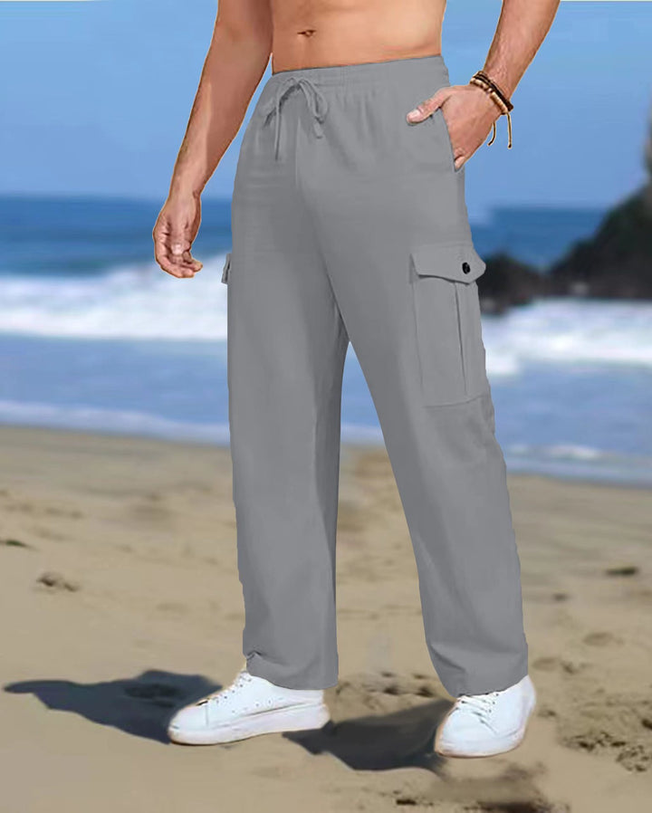 Men's casual cargo pants with elastic waistband and practical side pockets Lisslune