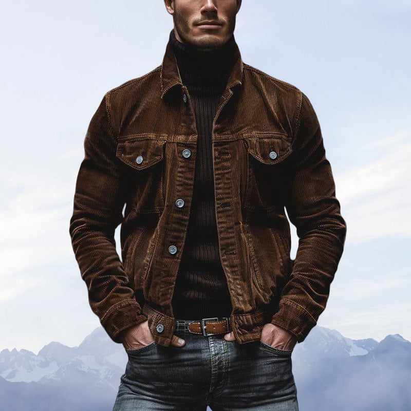 Men's cord jacket with classic cut and practical chest pockets Lisslune