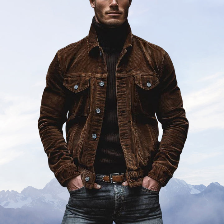 Men's cord jacket with classic cut and practical chest pockets Lisslune