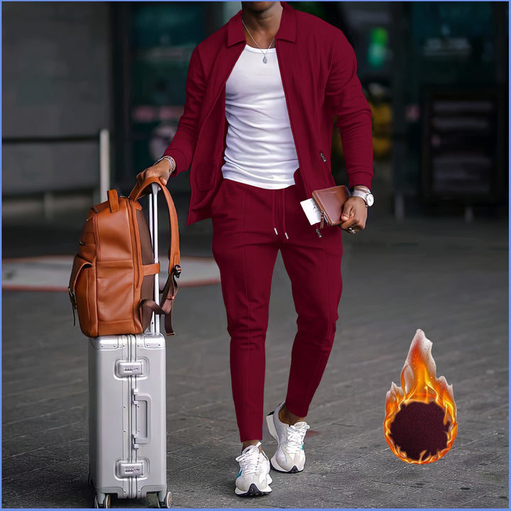 Men's sporty leisure suit with textured design and elastic waistband Lisslune