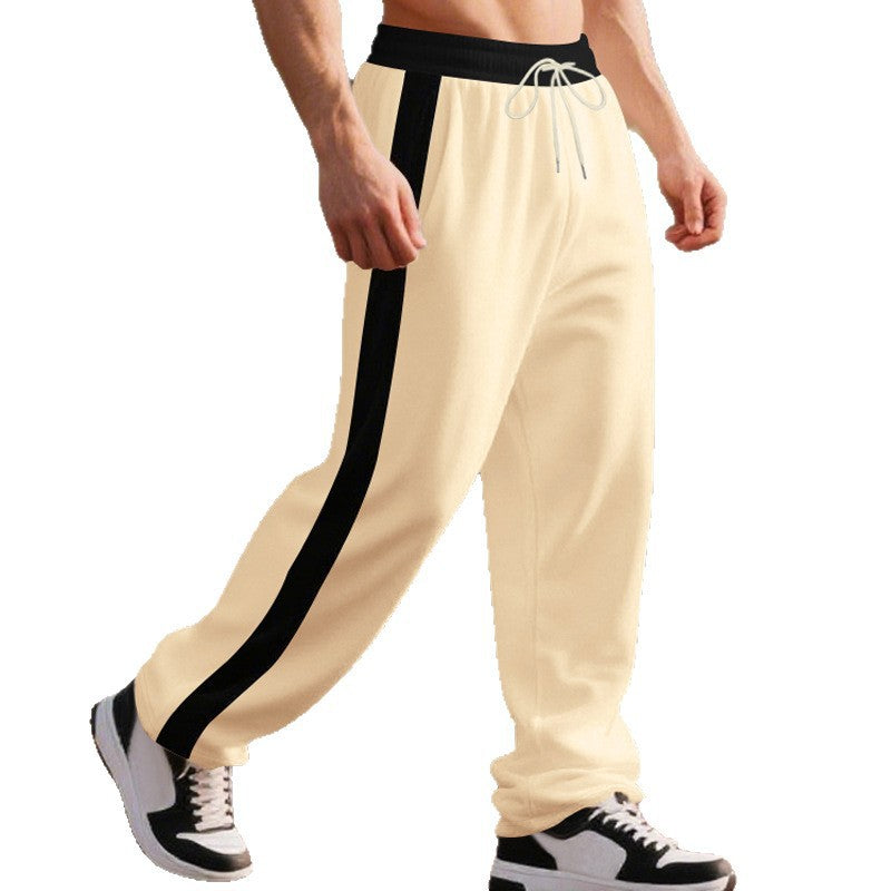 Men's sporty jogger pants with elastic waistband and contrasting side stripes Lisslune