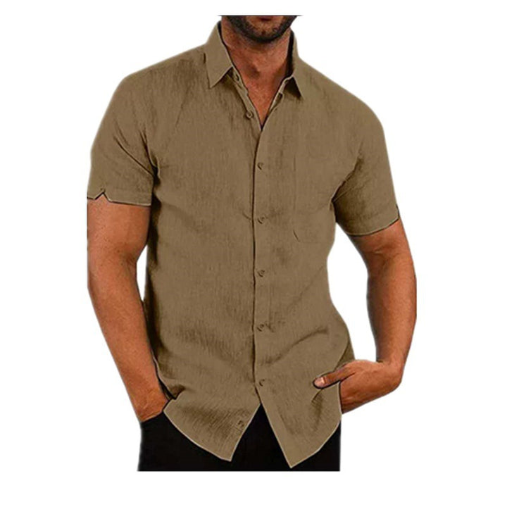 Men's short-sleeve shirt with textured fabric and fashionable cut Lisslune