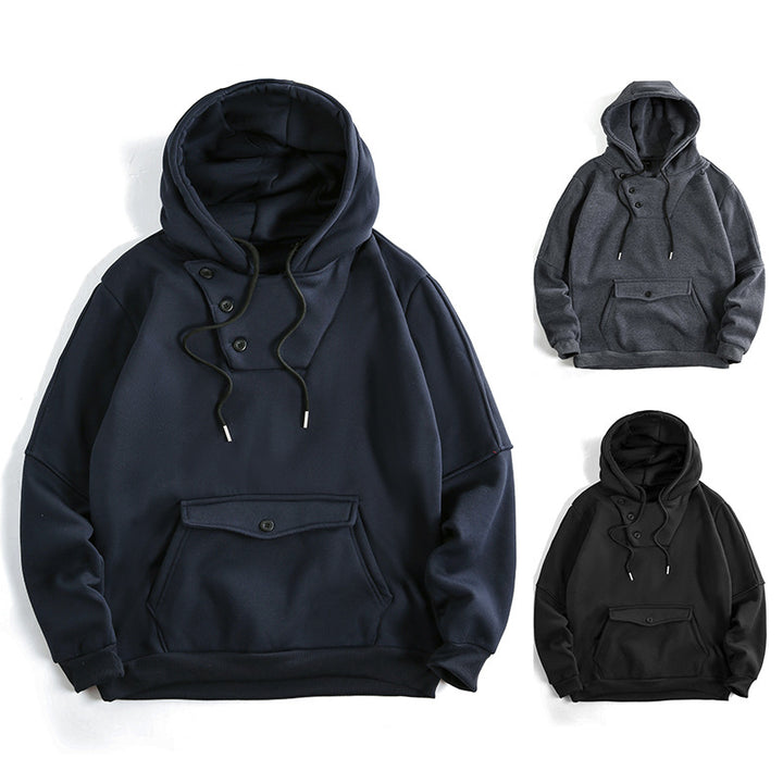 Men's casual hoodie with button details and practical pockets Lisslune
