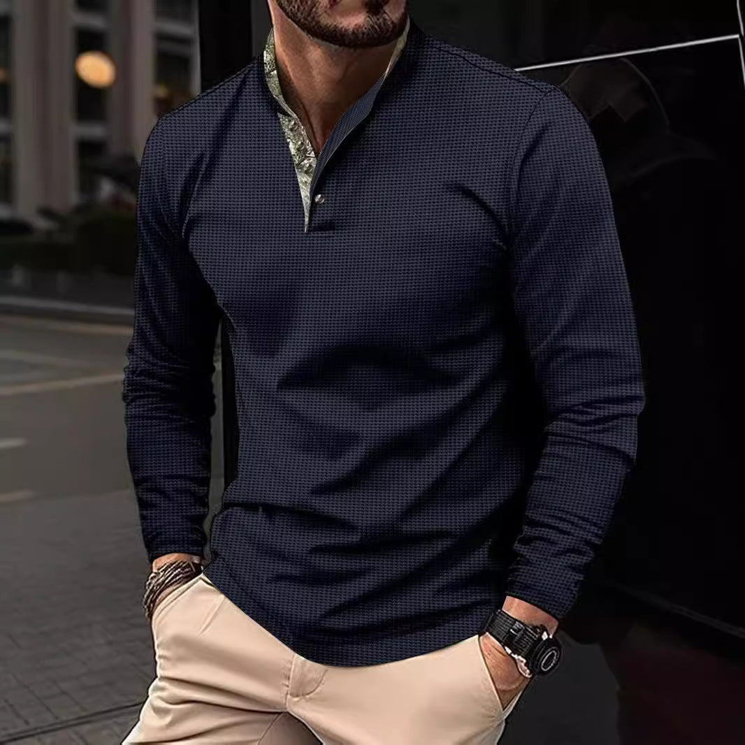 Men's Long Sleeve Shirt with Exclusive Collar Design Lisslune