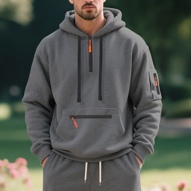 Men's sporty hoodie with practical pockets and stylish zipper Lisslune