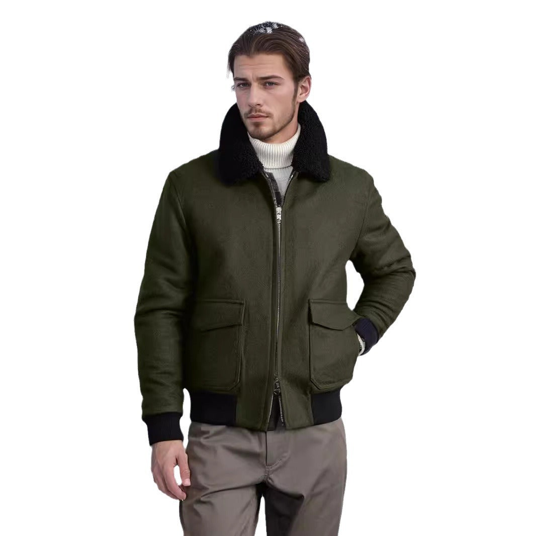 Men's bomber jacket with fleece collar and practical pockets Lisslune