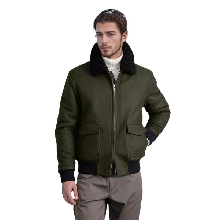 Men's bomber jacket with fleece collar and practical pockets Lisslune