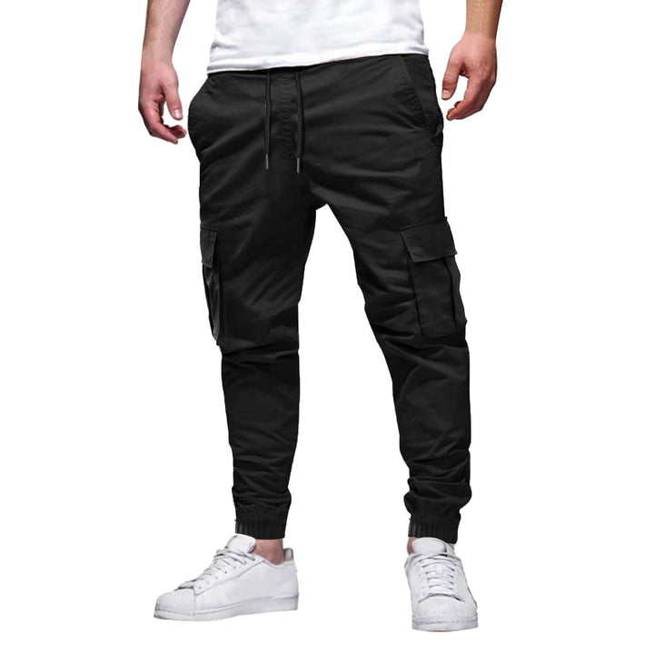 Men's Casual Cargo Pants with Elastic Waistband and Practical Pockets Lisslune