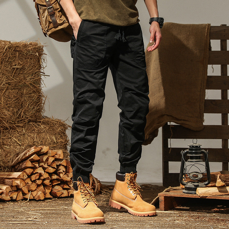 Men's sporty cargo pants with elastic waistband and practical pockets Lisslune