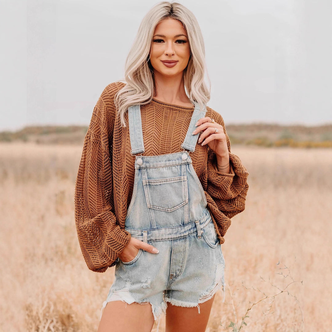 Women's Casual Knit Sweater with Wide Cut Sleeves Lisslune