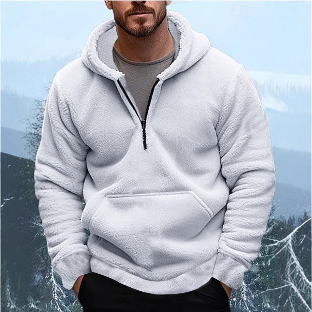 Men's fleece hoodie with deep zipper and practical kangaroo pocket Lisslune
