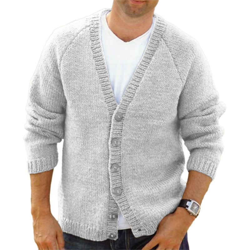 Men's cozy knitted cardigan with deep V-neck and button details Lisslune