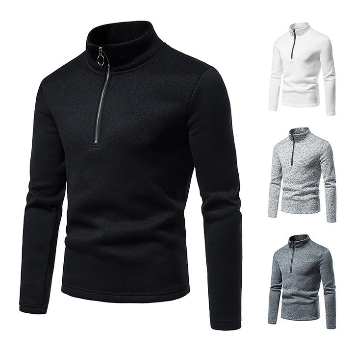 Men's sporty sweater with modern stand-up collar and practical zipper details Lisslune