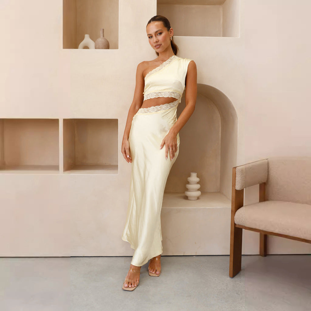 Women's elegant wedding dress with asymmetric design and lace Lisslune