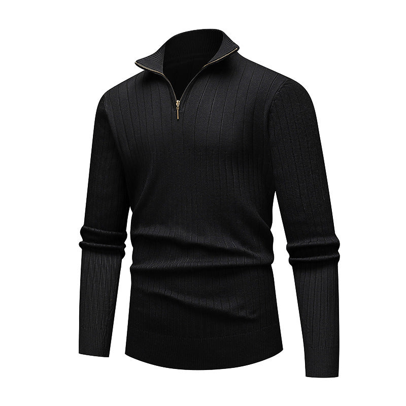Men's high-quality knitted sweater with modern stand-up collar and zipper Lisslune