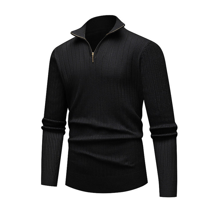 Men's high-quality knitted sweater with modern stand-up collar and zipper Lisslune