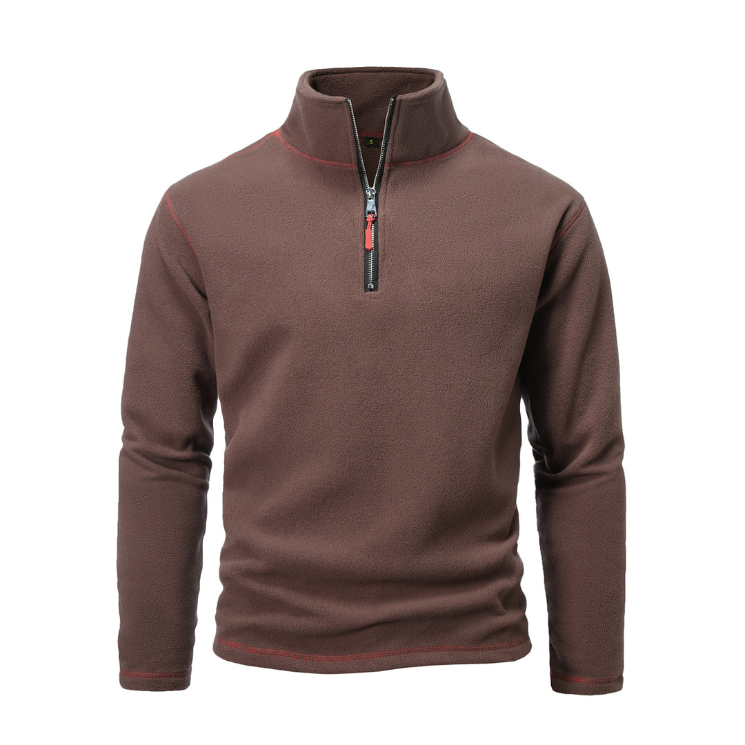 Men's fleece pullover with high collar and half zip Lisslune