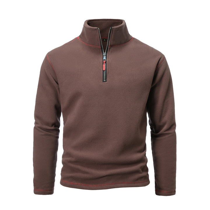 Men's fleece pullover with high collar and half zip Lisslune