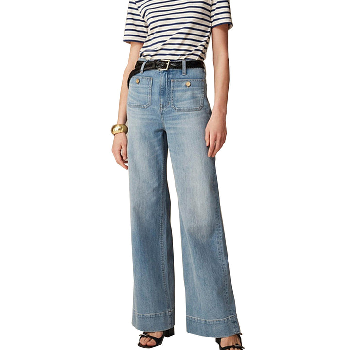 Damen Weite Komfortable Jeans mit hohen Bund Lisslune