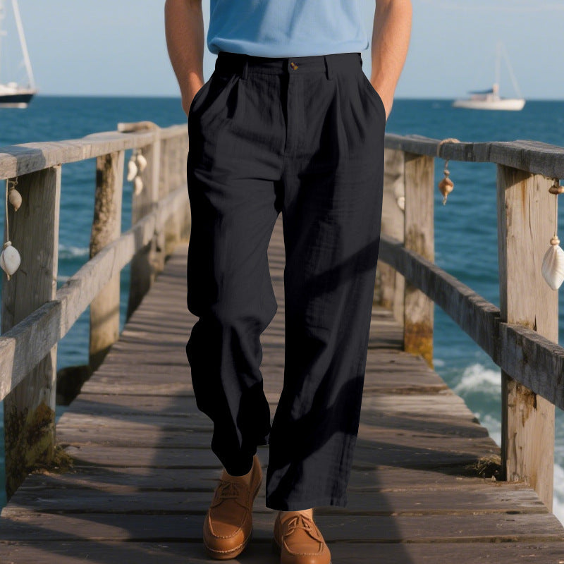 Men's leisure pants made of light and breathable linen material Lisslune