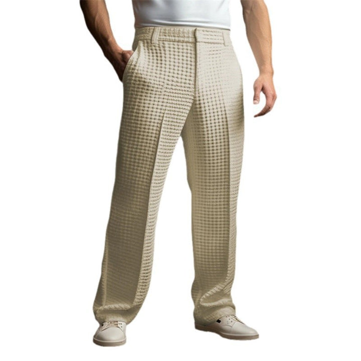 Men's elegant checked trousers with elastic waistband and side pockets Lisslune