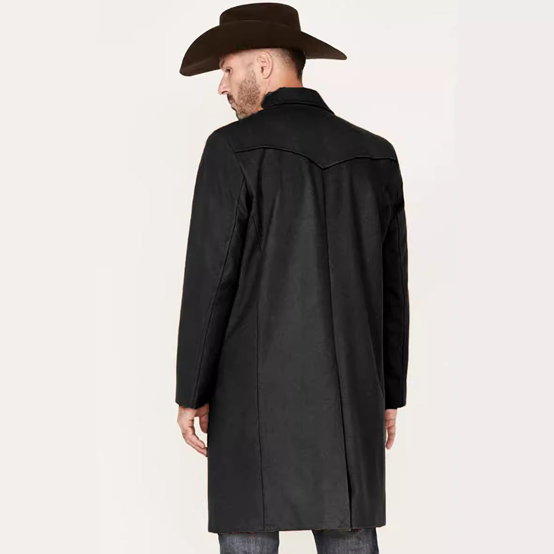 Men's elegant long coat in classic western style with high-quality details Lisslune