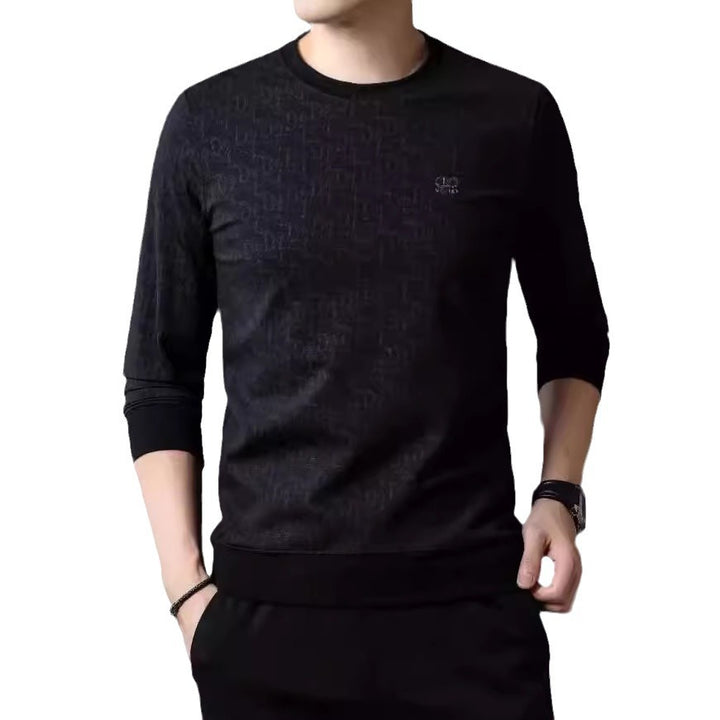 Men's Fashion Long Sleeve Shirt with Elegant Writing Lisslune