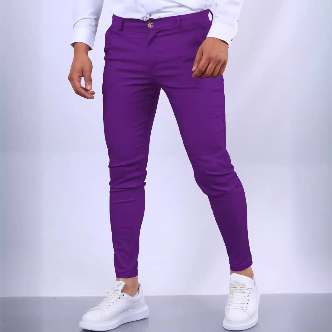 Men's chinos with comfortable elastic waistband and slim fit Lisslune