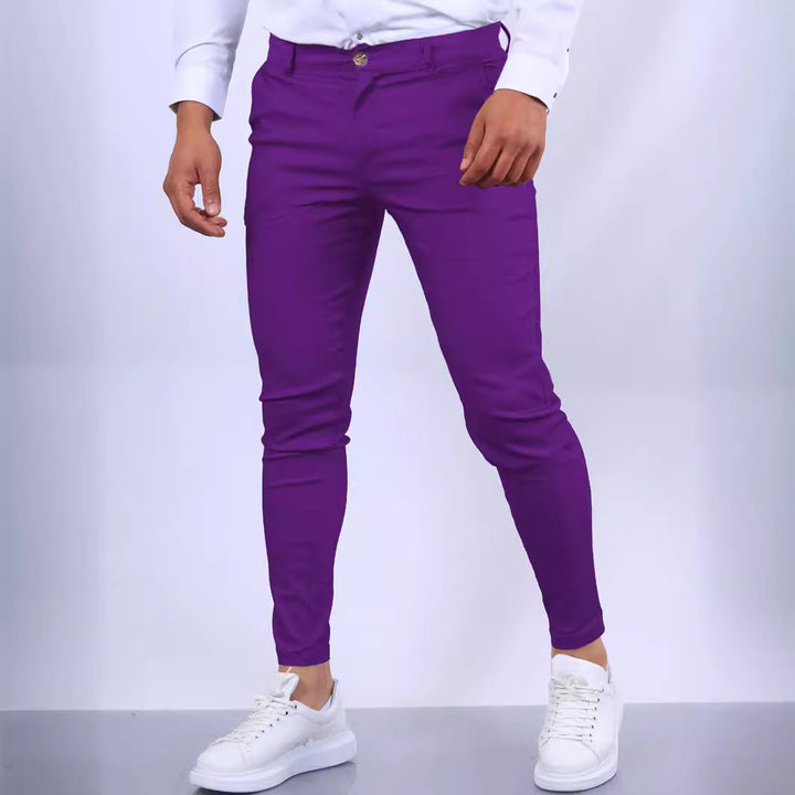Men's chinos with comfortable elastic waistband and slim fit Lisslune