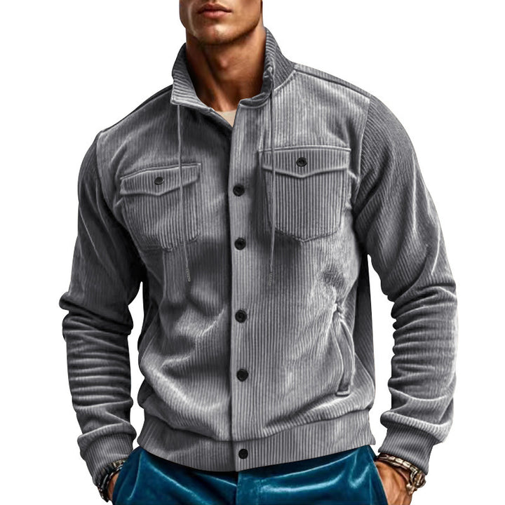 Men's stylish cord jacket with adjustable collar and practical chest pockets Lisslune