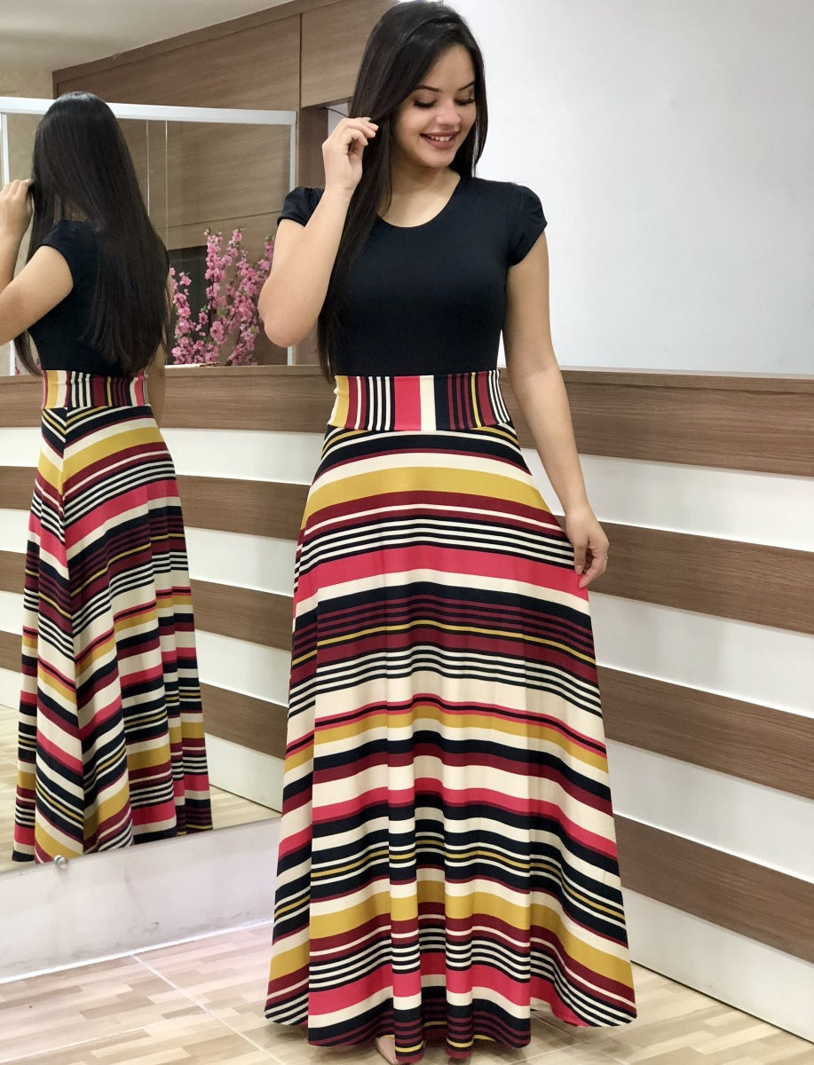 Damen Elegantes Maxikleid mit grafischem Druck und flexiblem Bund Lisslune