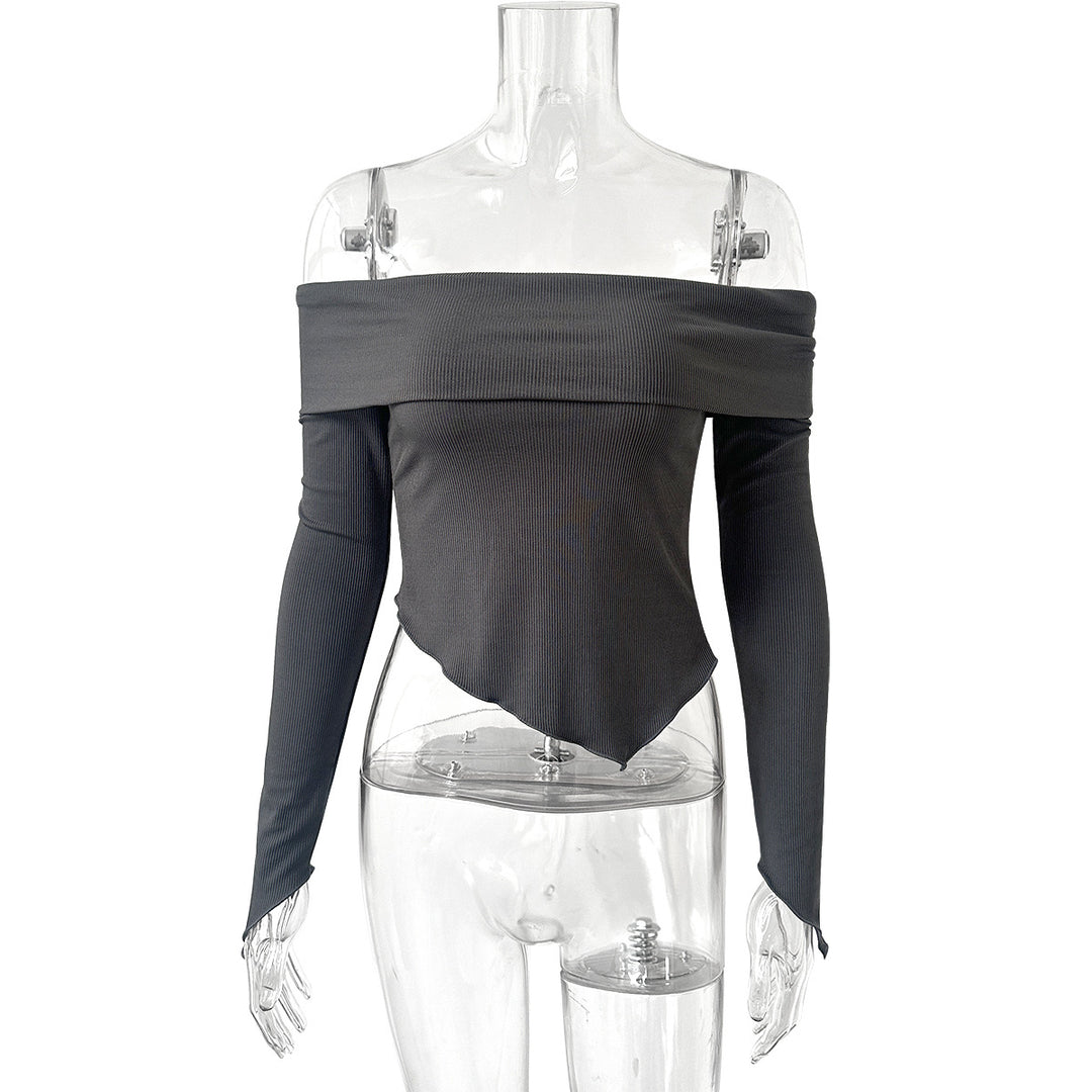 Damen Off-Shoulder Shirt mit eleganten Trompetenärmeln Lisslune