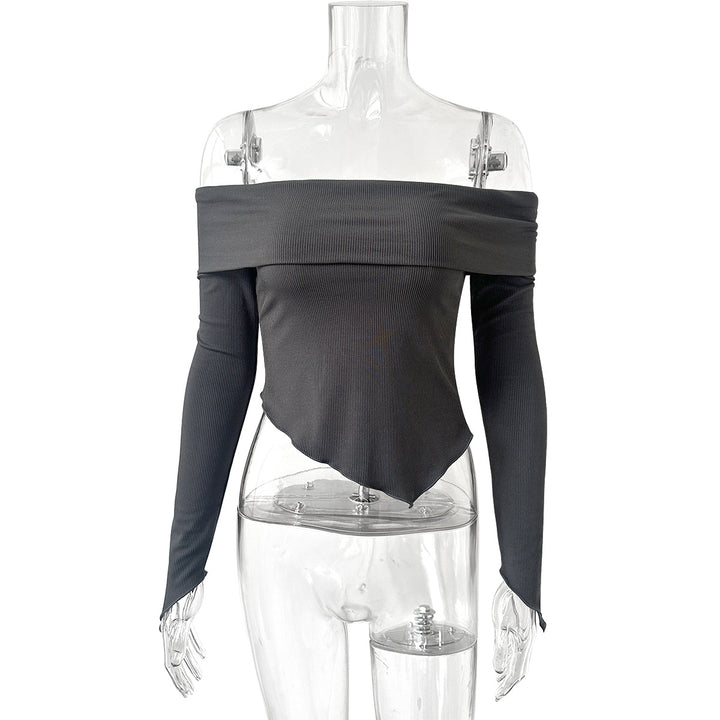 Damen Off-Shoulder Shirt mit eleganten Trompetenärmeln Lisslune