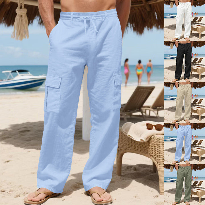 Men's casual cargo pants with side pockets and elastic waistband Lisslune