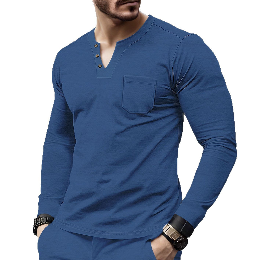 Men's long sleeve shirt with button placket and chest pocket Lisslune