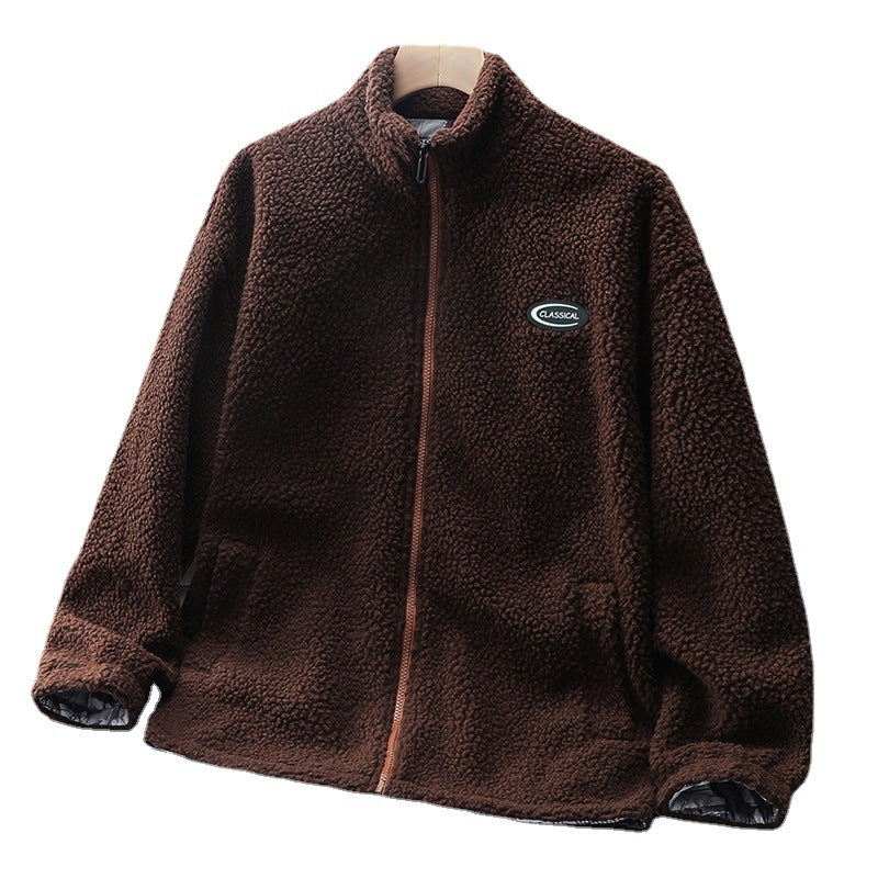 Men's Warm Fleece Jacket with High Collar and Elastic Cuffs Lisslune
