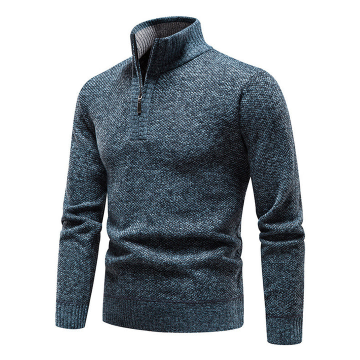 Men's Stylish Knit Sweater with High Collar and Textured Design Lisslune