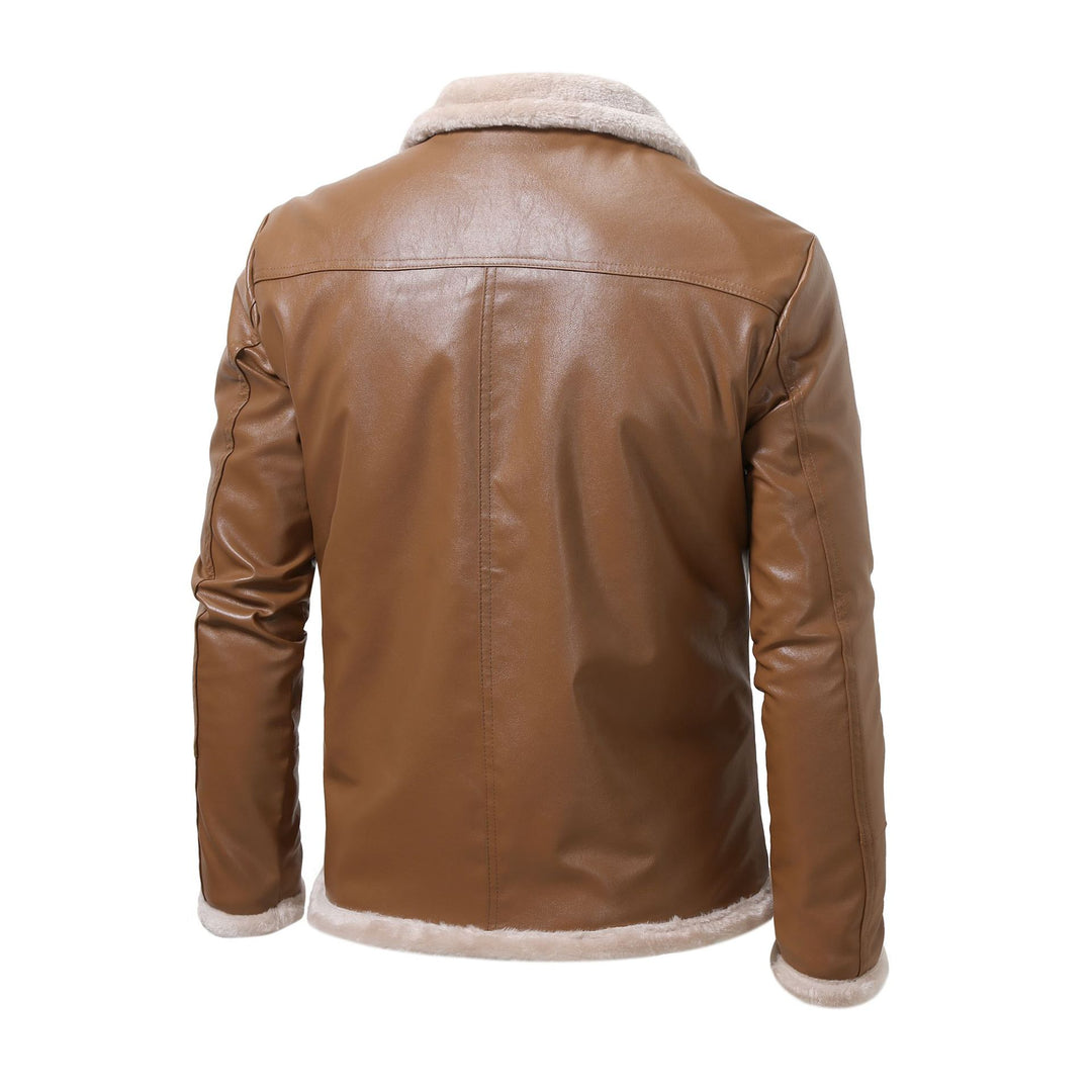 Men's elegant synthetic leather jacket with warm lining Lisslune