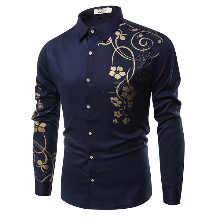 Men's fashion long-sleeve shirt with floral design Lisslune